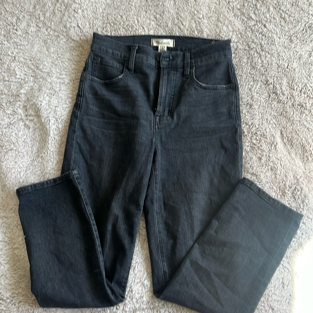 Madewell Straight Leg Jeans in Washed Black
